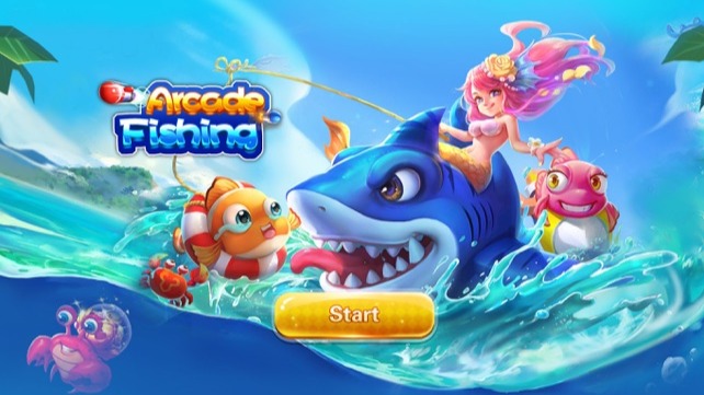 ฉากเกมยิงปลาที่มีเป้าหมายและการควบคุมการยิง